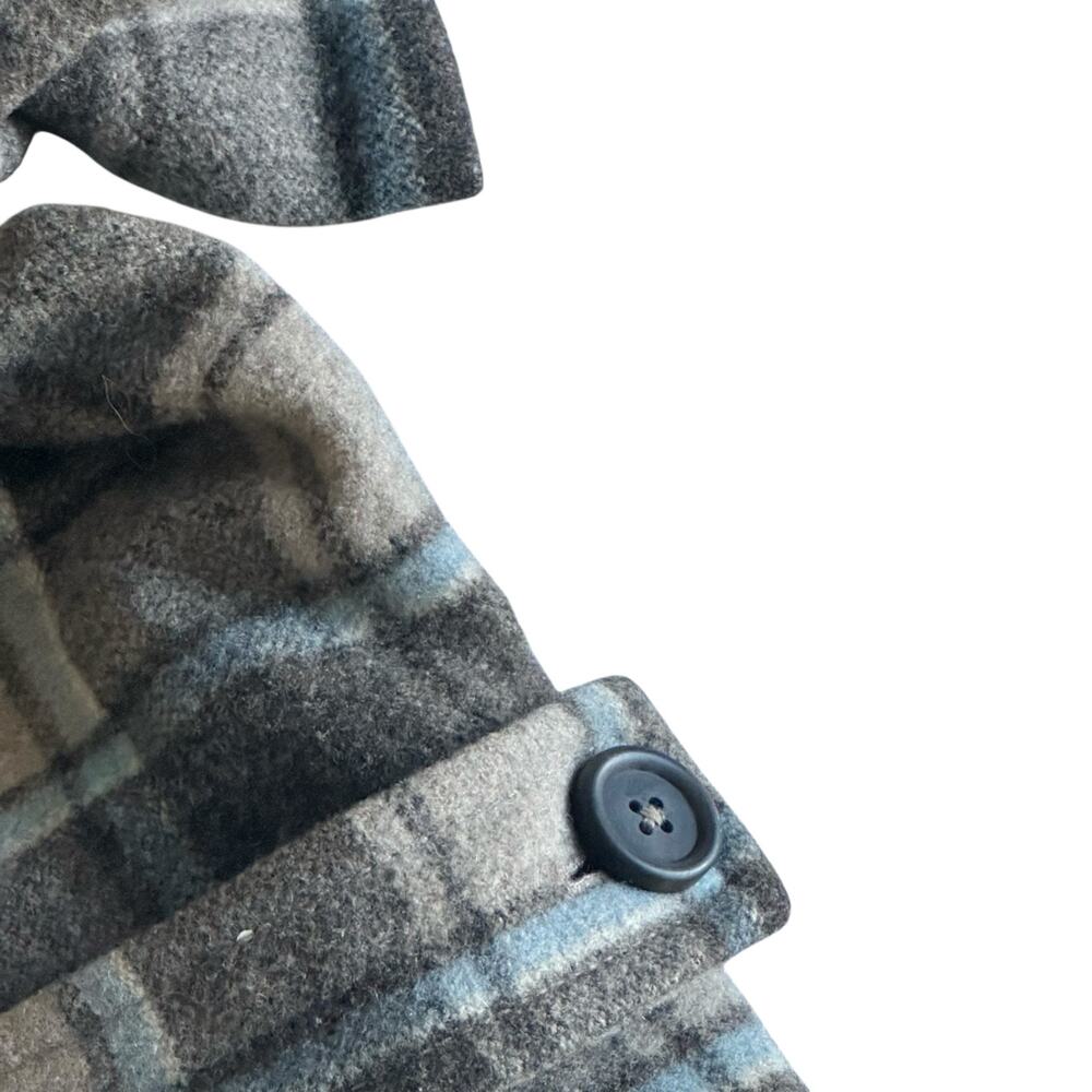 Womens Jacket Size Extra Small Blue Gray Plaid Knee Length Y2K Fall Academia - Picture 10 of 11